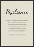 Resilience Word of Intention Framed print 70x100 cm / 28x40″ Black frame Linen paper