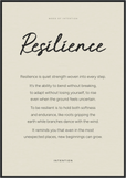 Resilience Word of Intention Framed print 70x100 cm / 28x40″ Black frame Linen paper