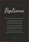 Resilience Word of Intention Framed print 70x100 cm / 28x40″ Dark wood frame Carbon paper
