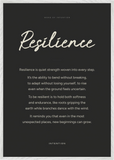 Resilience Word of Intention Framed print 70x100 cm / 28x40″ White frame Carbon paper