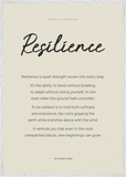 Resilience Word of Intention Framed print 70x100 cm / 28x40″ White frame Linen paper