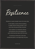 Resilience Word of Intention Framed print A1 (59.4 x 84.1  cm) Black frame Carbon paper