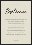 Resilience Word of Intention Framed print A2 (42 x 59.4  cm) Black frame Linen paper
