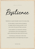 Resilience Word of Intention Framed print A2 (42 x 59.4  cm) Wood frame Linen paper