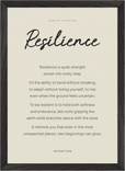 Resilience Word of Intention Framed print A3 (29.7 x 42  cm) Black frame Linen paper