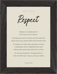 Respect Word of Intention Framed print 13x18 cm / 5x7″ Black frame Linen paper