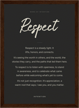 Respect Word of Intention Framed print 21x29.7 cm / 8x12" Dark wood frame Carbon paper