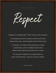 Respect Word of Intention Framed print 30x40 cm / 12x16″ Dark wood frame Carbon paper
