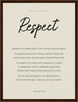 Respect Word of Intention Framed print 30x40 cm / 12x16″ Dark wood frame Linen paper