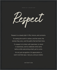 Respect Word of Intention Framed print 40x50 cm / 16x20″ Black frame Carbon paper