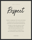 Respect Word of Intention Framed print 40x50 cm / 16x20″ Black frame Linen paper
