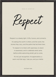 Respect Word of Intention Framed print 50x70 cm / 20x28″ Black frame Linen paper