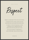 Respect Word of Intention Framed print 50x70 cm / 20x28″ Black frame Linen paper