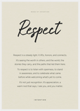 Respect Word of Intention Framed print 50x70 cm / 20x28″ White frame Linen paper
