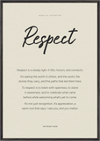 Respect Word of Intention Framed print 70x100 cm / 28x40″ Black frame Linen paper