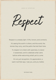 Respect Word of Intention Framed print 70x100 cm / 28x40″ Wood frame Linen paper
