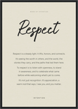 Respect Word of Intention Framed print A2 (42 x 59.4  cm) Black frame Linen paper