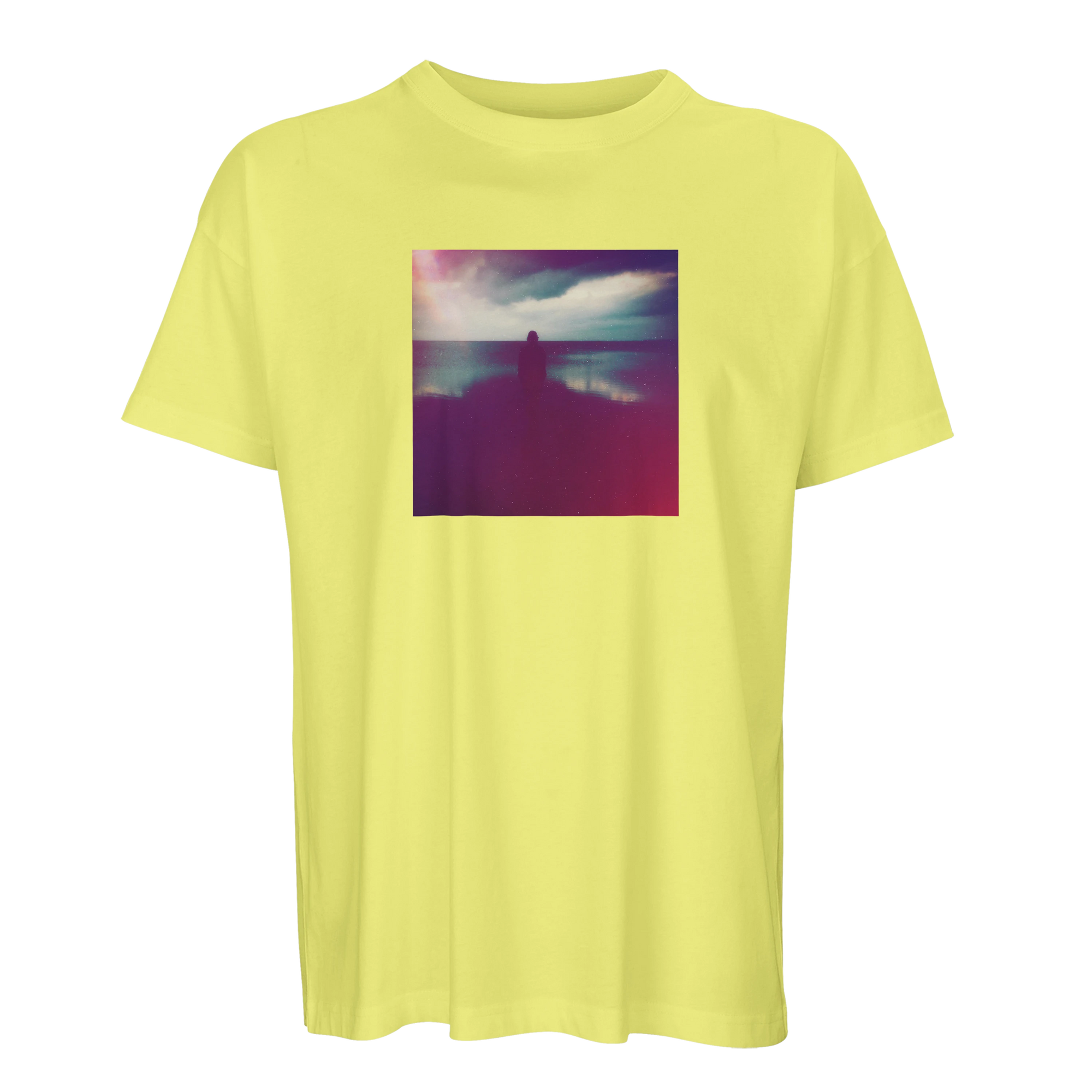 Serenity Indigo Sky Organic Men's Oversized T-shirt Light Yellow flat front