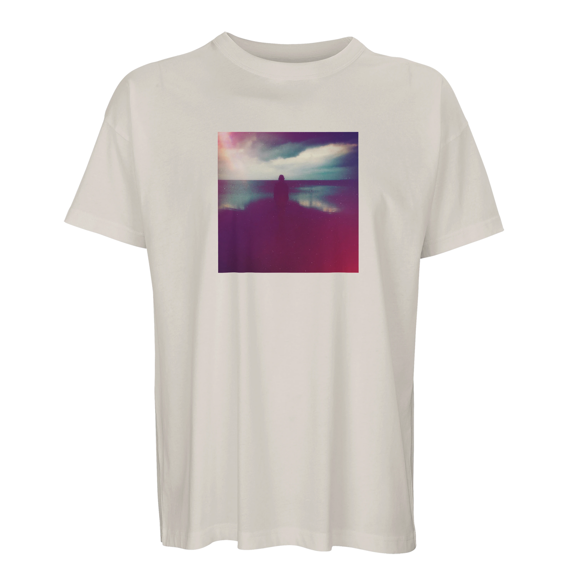 Serenity Indigo Sky Organic Men's Oversized T-shirt Off White flat front