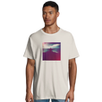 Serenity Indigo Sky Organic Men's Oversized T-shirt Off White model front