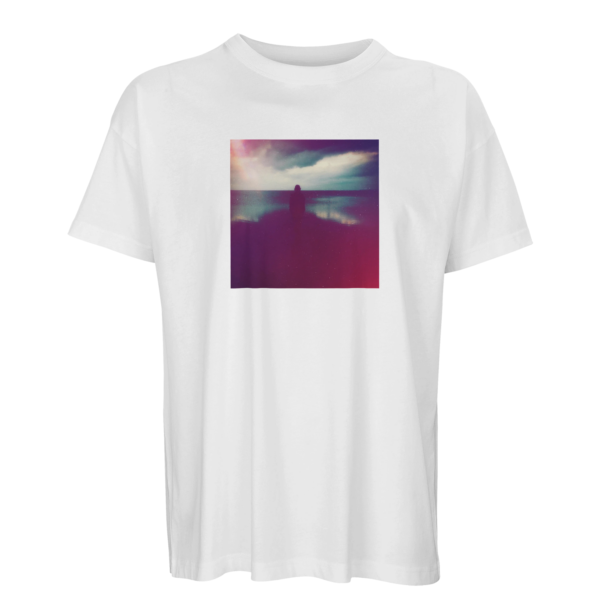 Serenity Indigo Sky Organic Men's Oversized T-shirt White flat front
