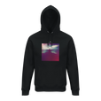 Serenity Indigo Sky Organic Unisex Hoodie Black flat front