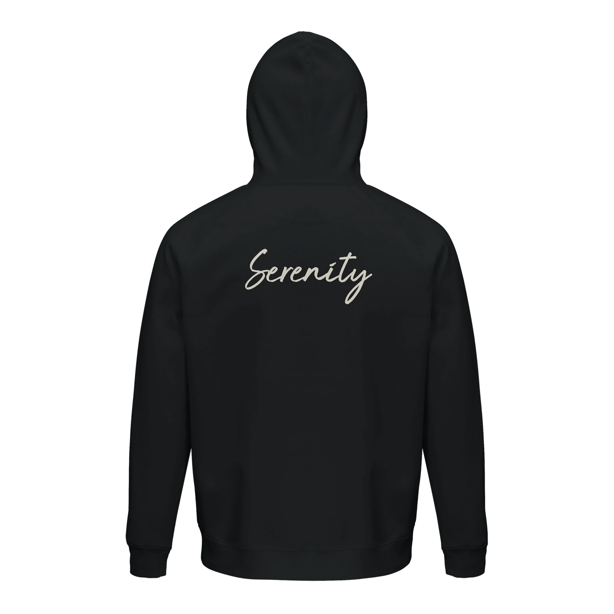 Serenity Indigo Sky Organic Unisex Hoodie Black flat back