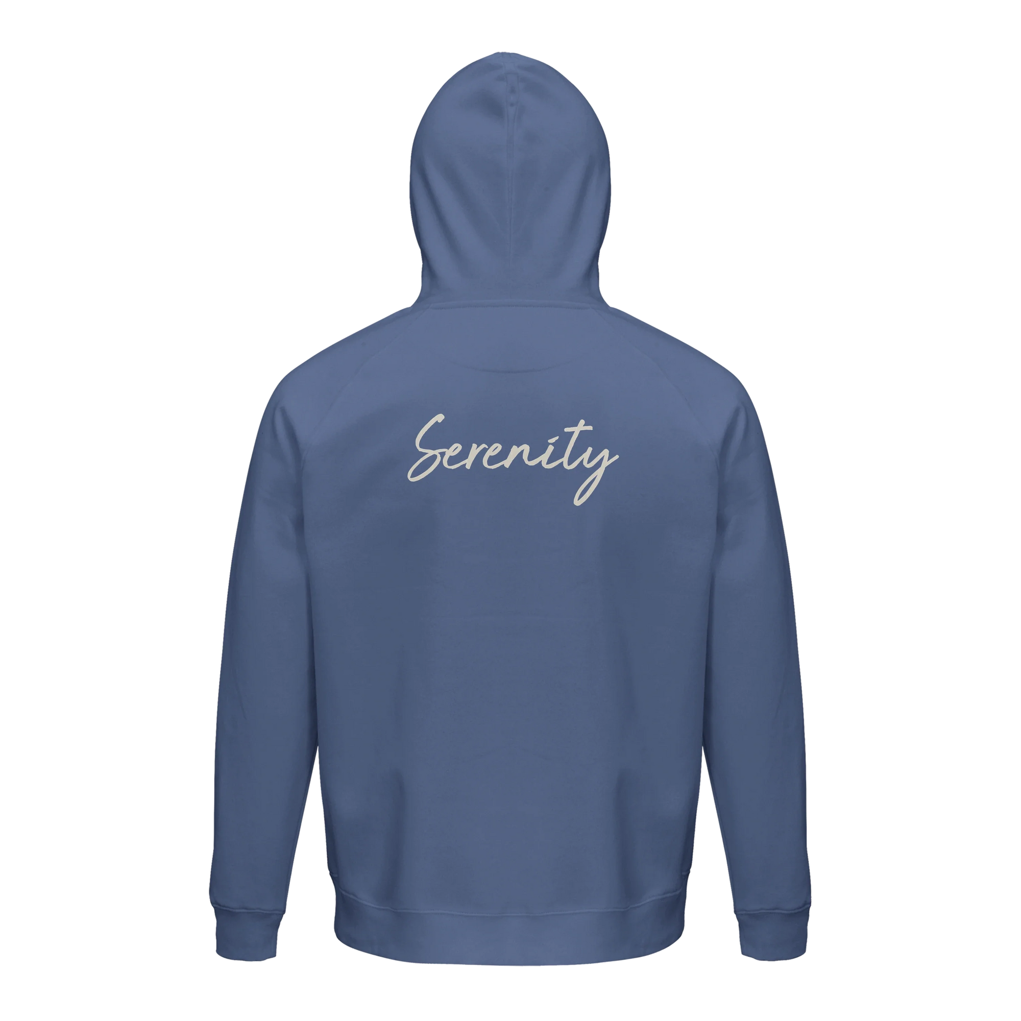 Serenity Indigo Sky Organic Unisex Hoodie Blue flat back