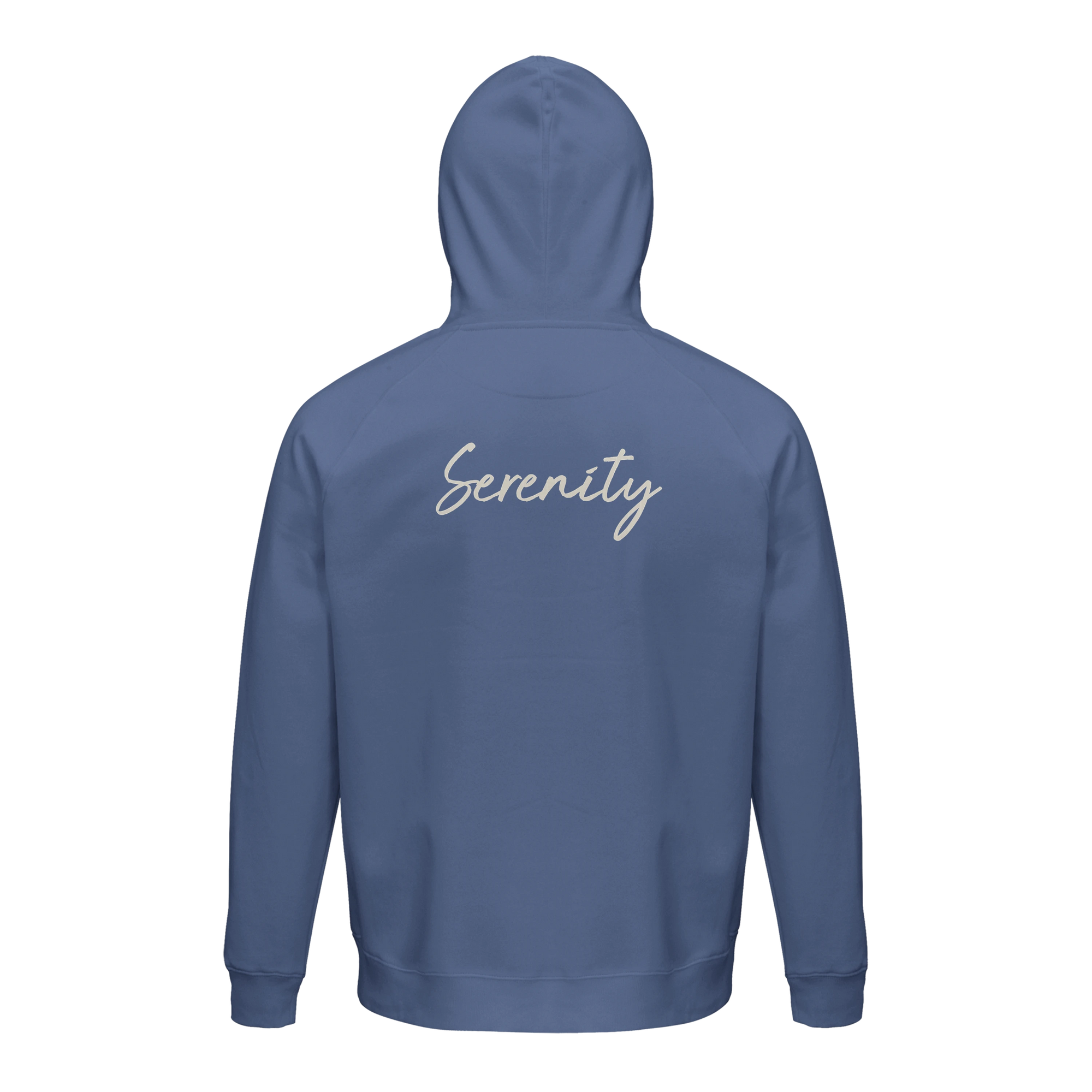 Serenity Indigo Sky Organic Unisex Hoodie Blue flat back