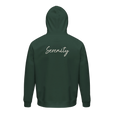 Serenity Indigo Sky Organic Unisex Hoodie Bottle Green flat back