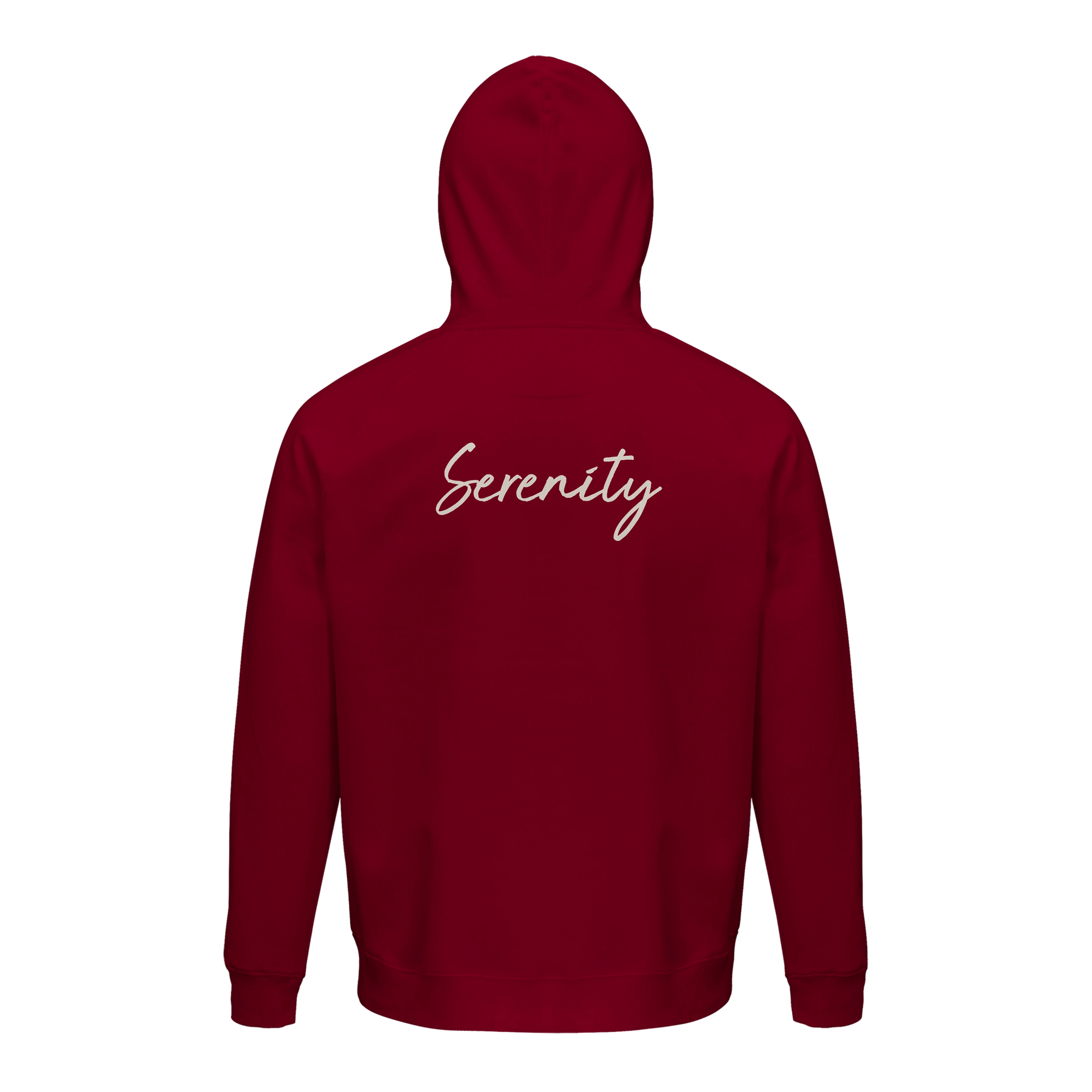 Serenity Indigo Sky Organic Unisex Hoodie Burgundy flat back
