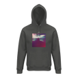 Serenity Indigo Sky Organic Unisex Hoodie charcoal melange flat front