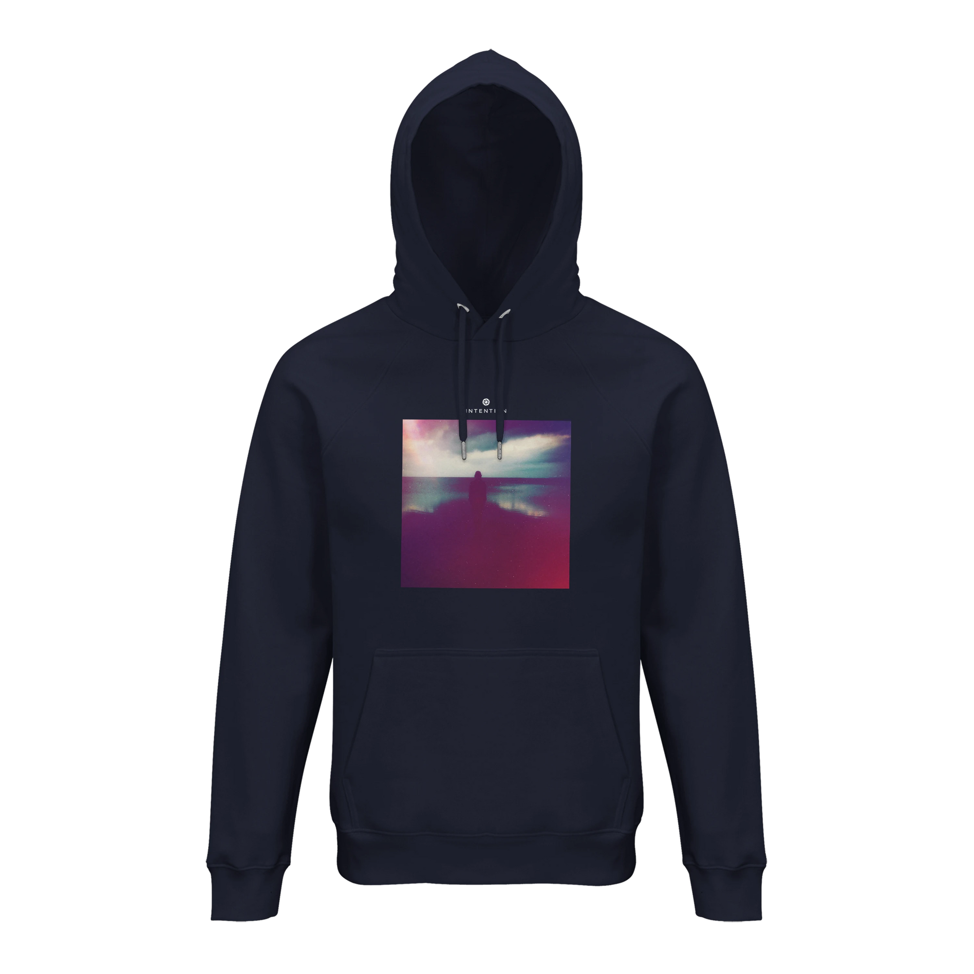 Serenity Indigo Sky Organic Unisex Hoodie French Navy flat front