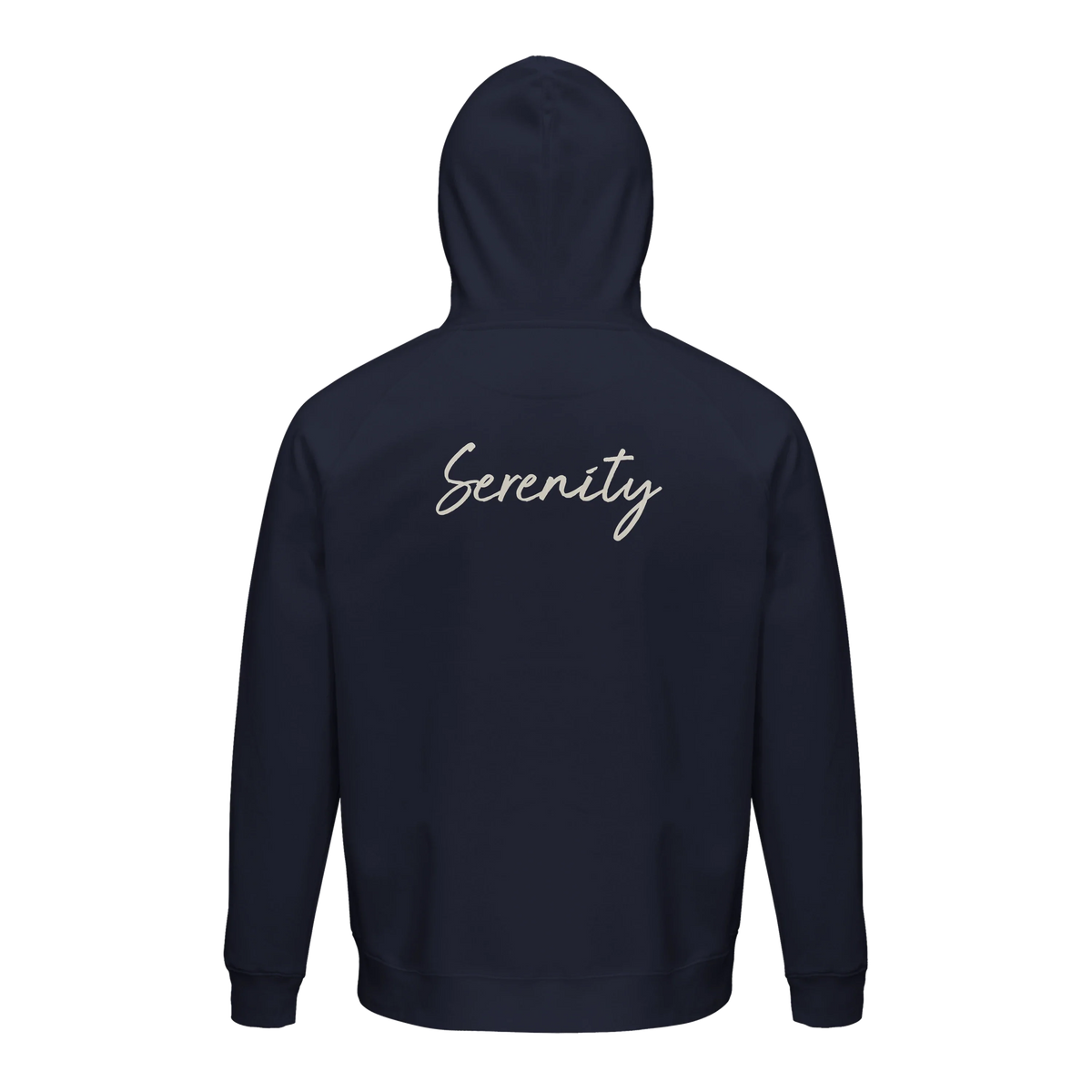 Serenity Indigo Sky Organic Unisex Hoodie French Navy flat back
