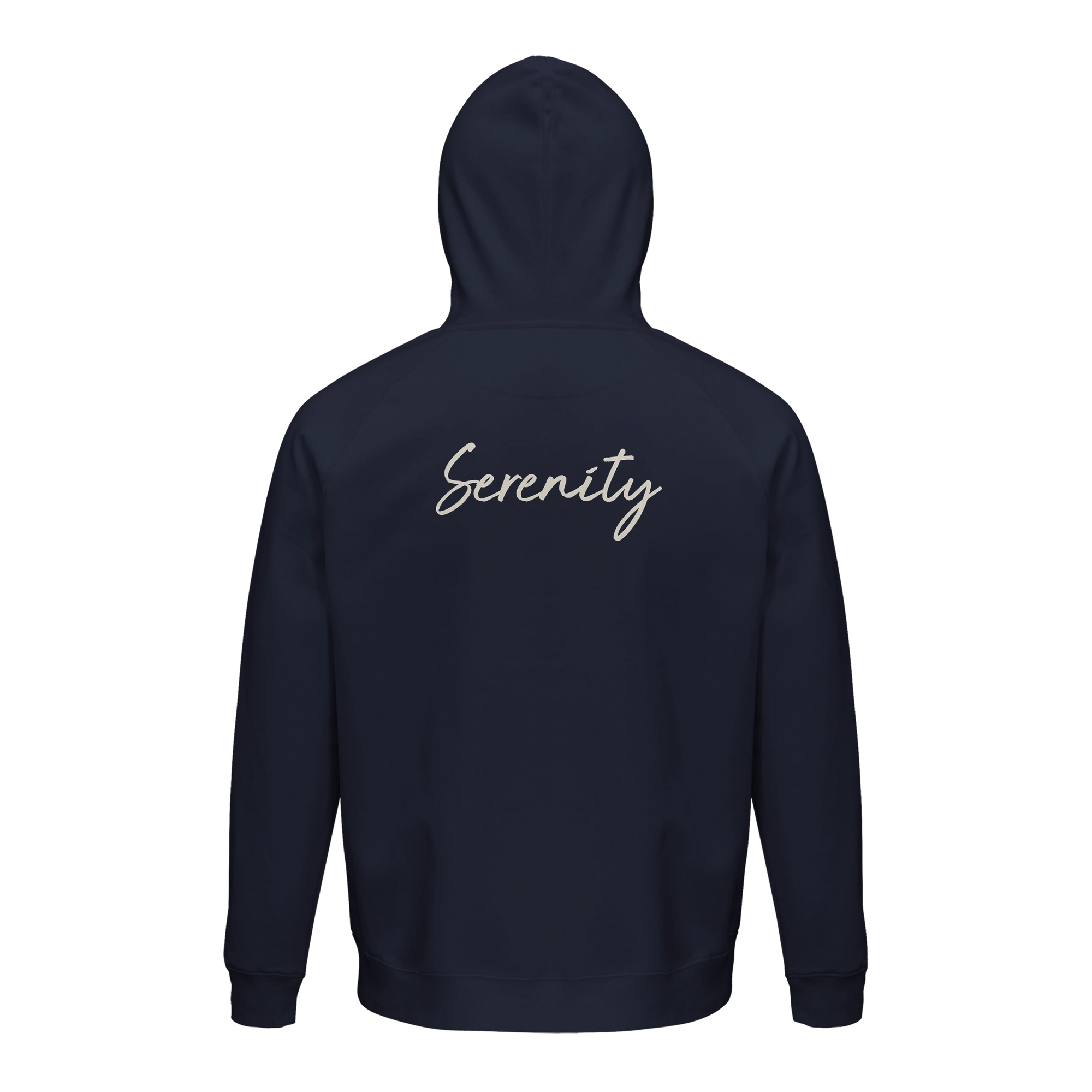 Serenity Indigo Sky Organic Unisex Hoodie French Navy flat back