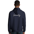 Serenity Indigo Sky Organic Unisex Hoodie French Navy model back