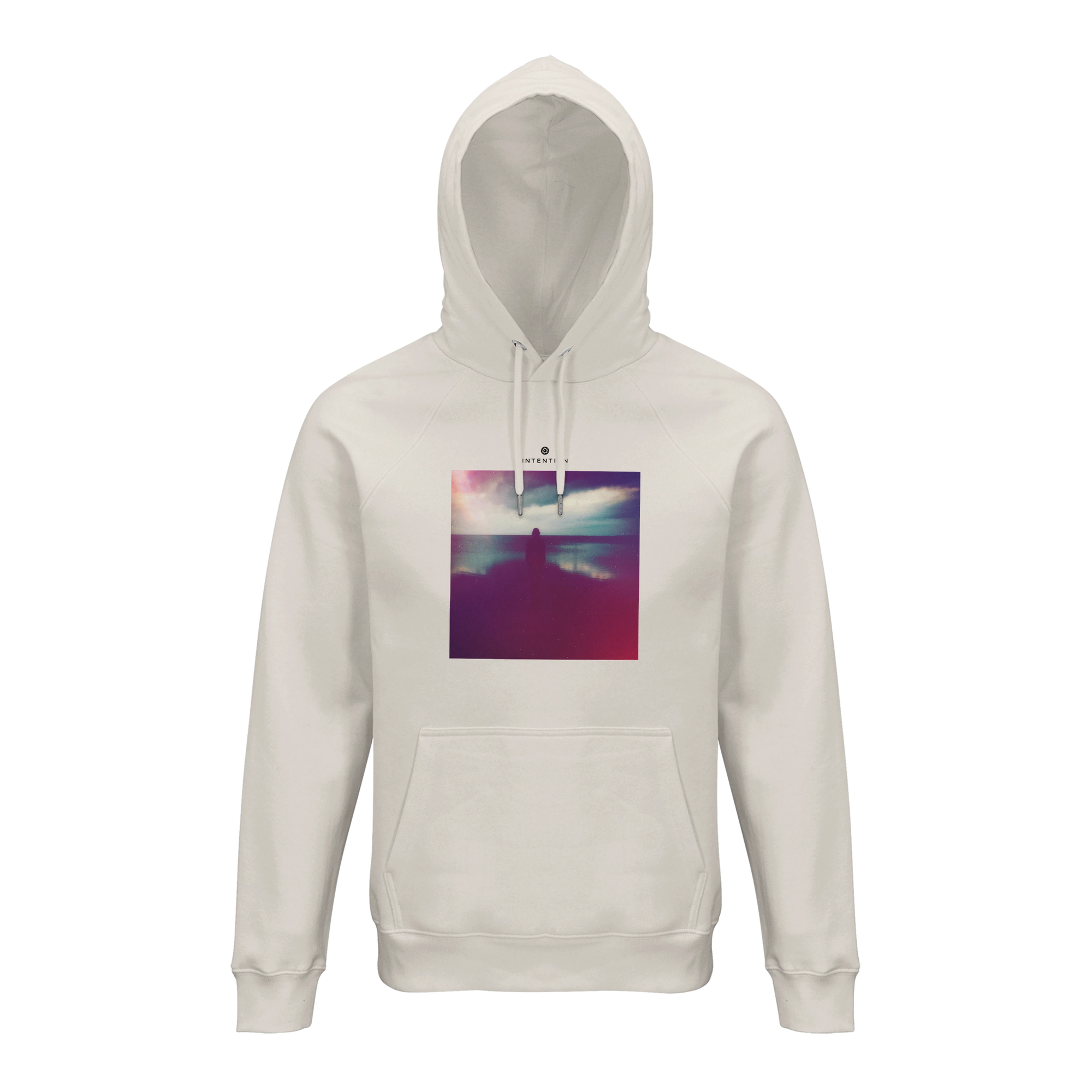 Serenity Indigo Sky Organic Unisex Hoodie Off White flat front