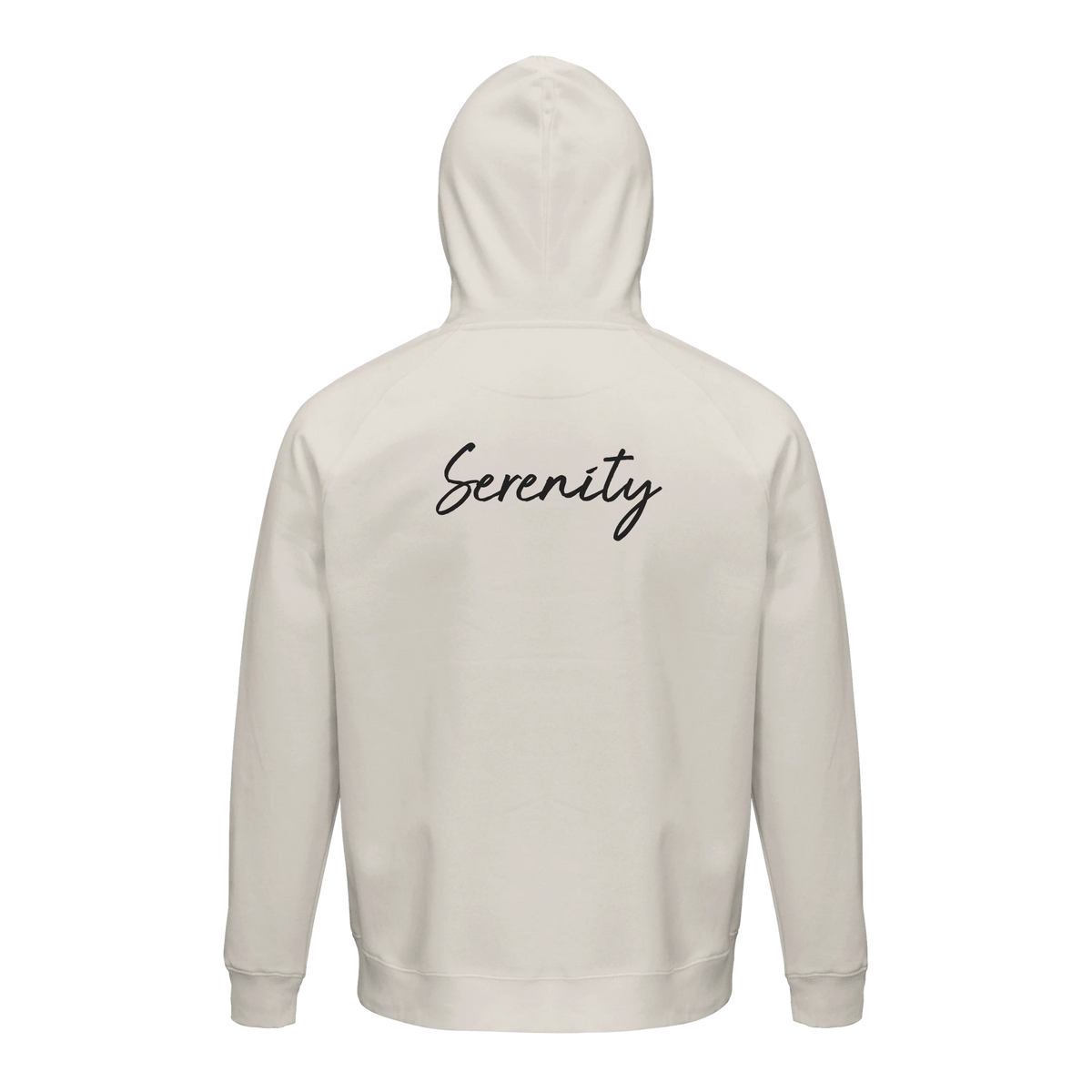 Serenity Indigo Sky Organic Unisex Hoodie Off White flat back