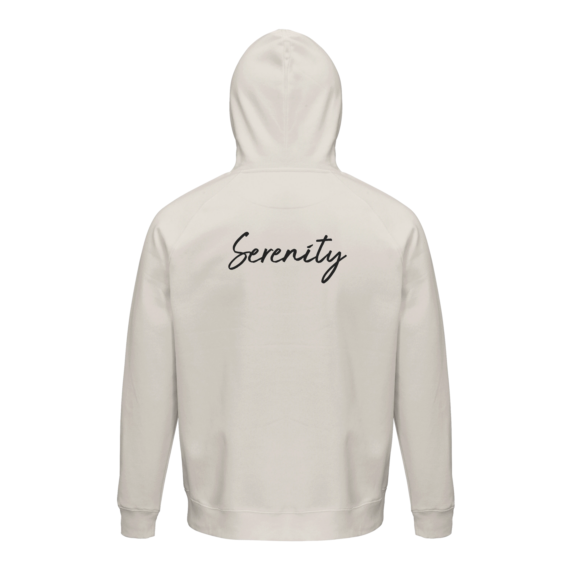 Serenity Indigo Sky Organic Unisex Hoodie Off White flat back