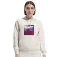 Serenity Indigo Sky Organic Unisex Hoodie Off White second model front