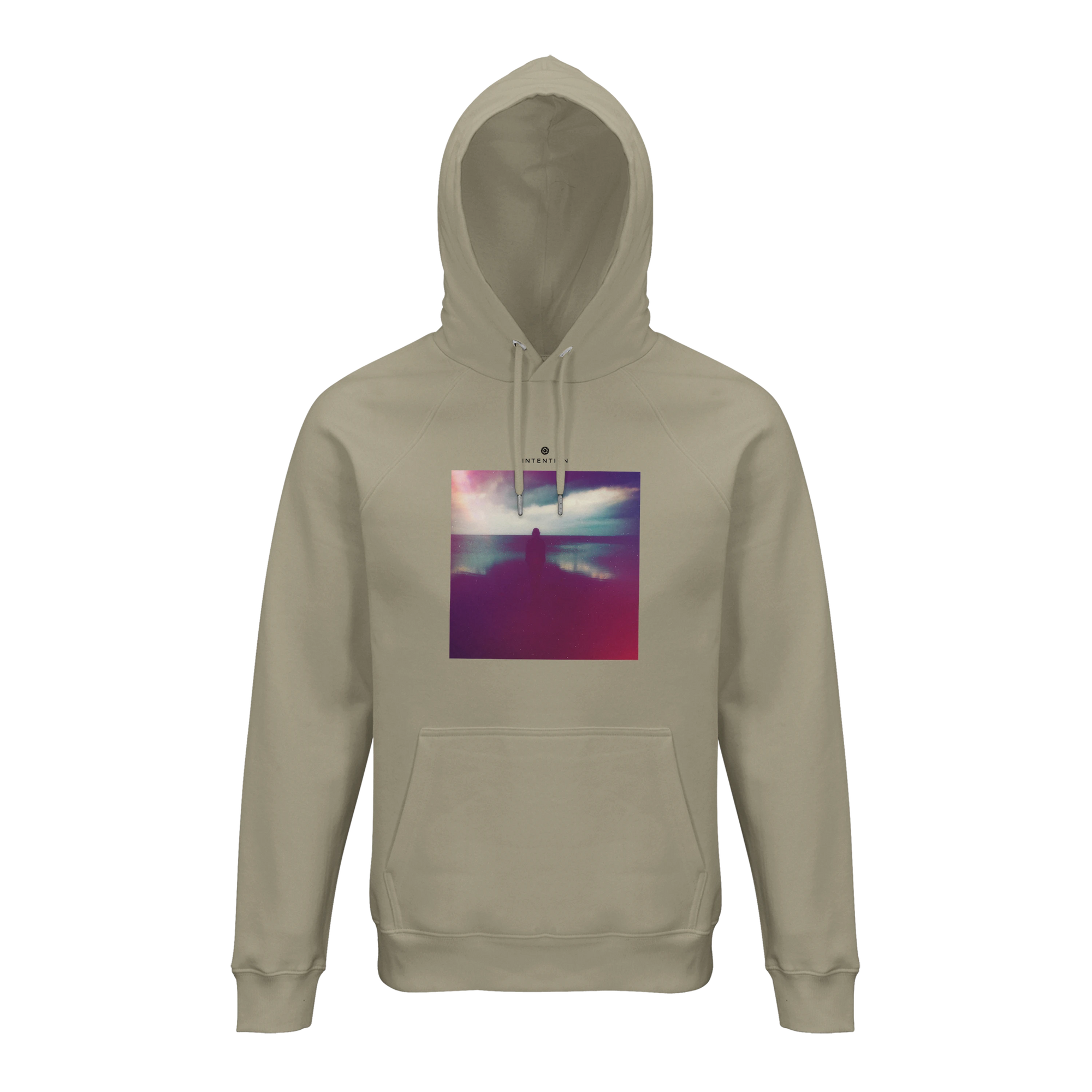 Serenity Indigo Sky Organic Unisex Hoodie Rope flat front