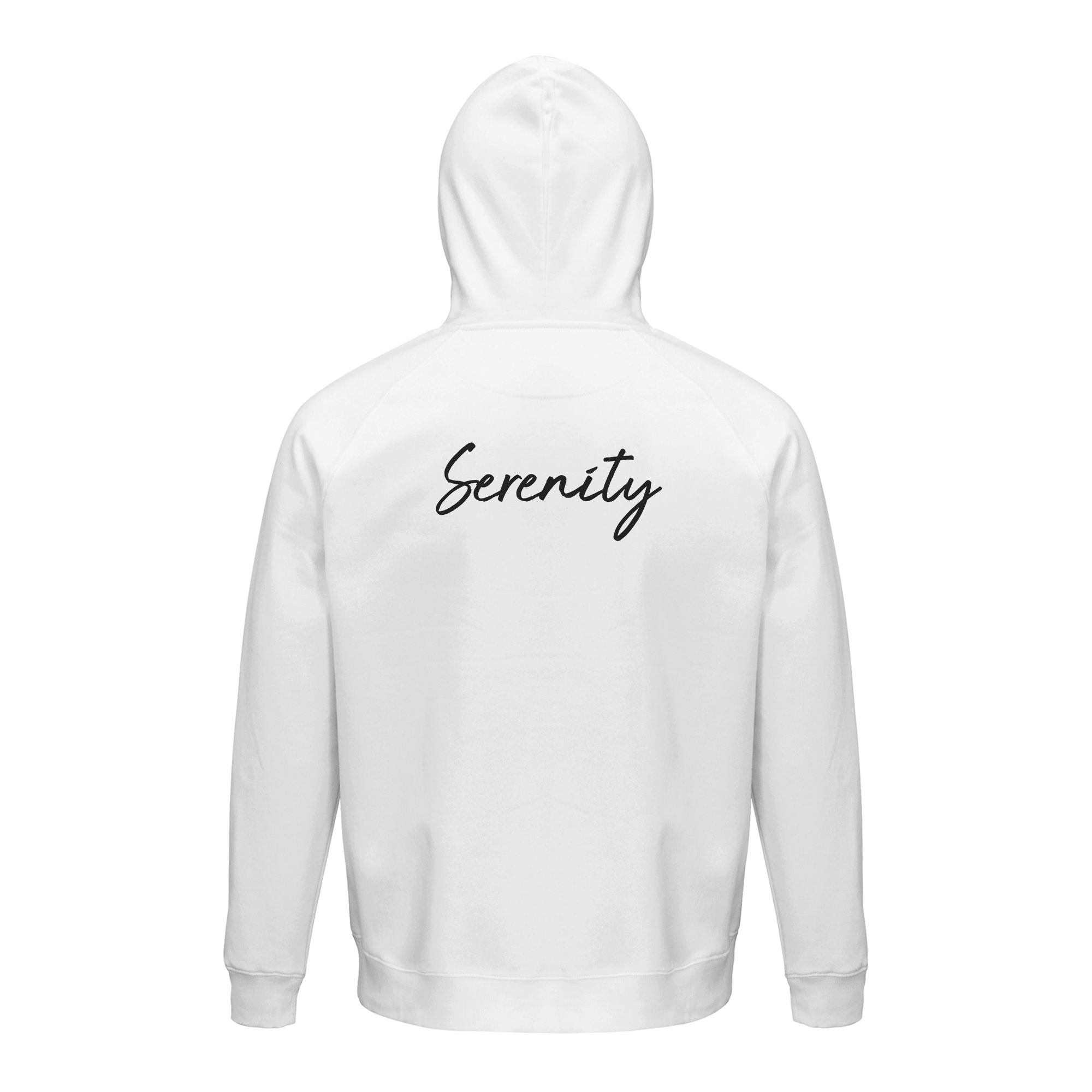 Serenity Indigo Sky Organic Unisex Hoodie White flat back