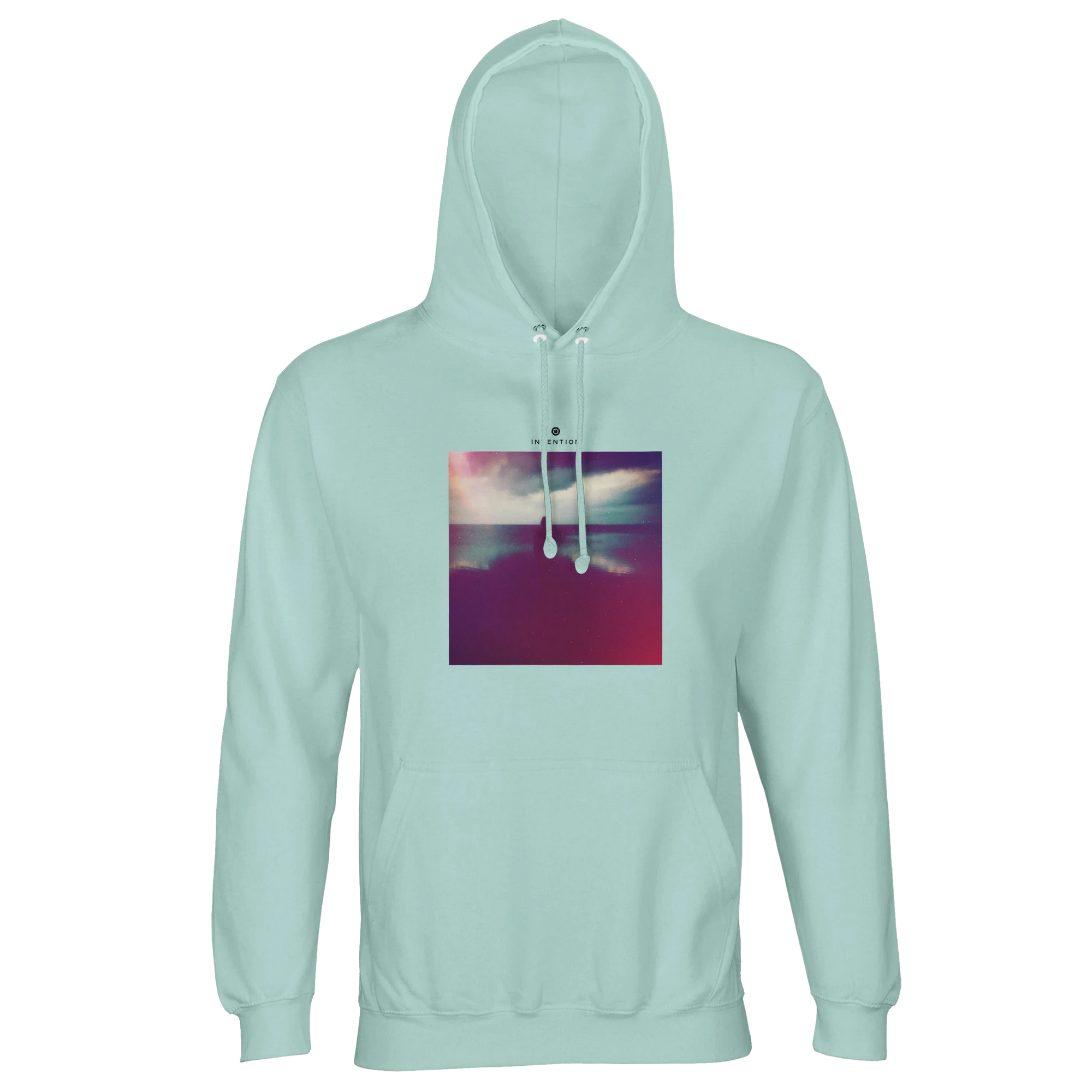 Serenity Indigo Sky Recycled Blend Unisex Hoodie arctic blue flat front