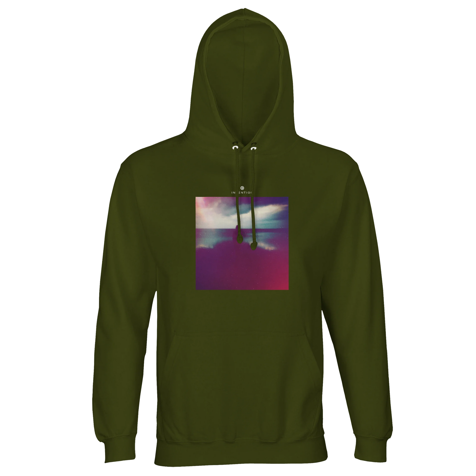 Serenity Indigo Sky Recycled Blend Unisex Hoodie Army flat front