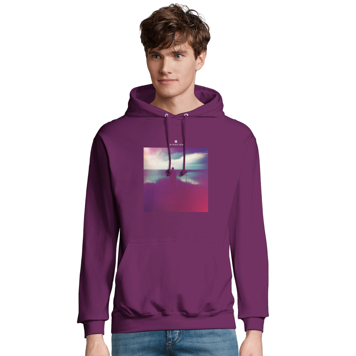 Serenity Indigo Sky Recycled Blend Unisex Hoodie astral purple model front