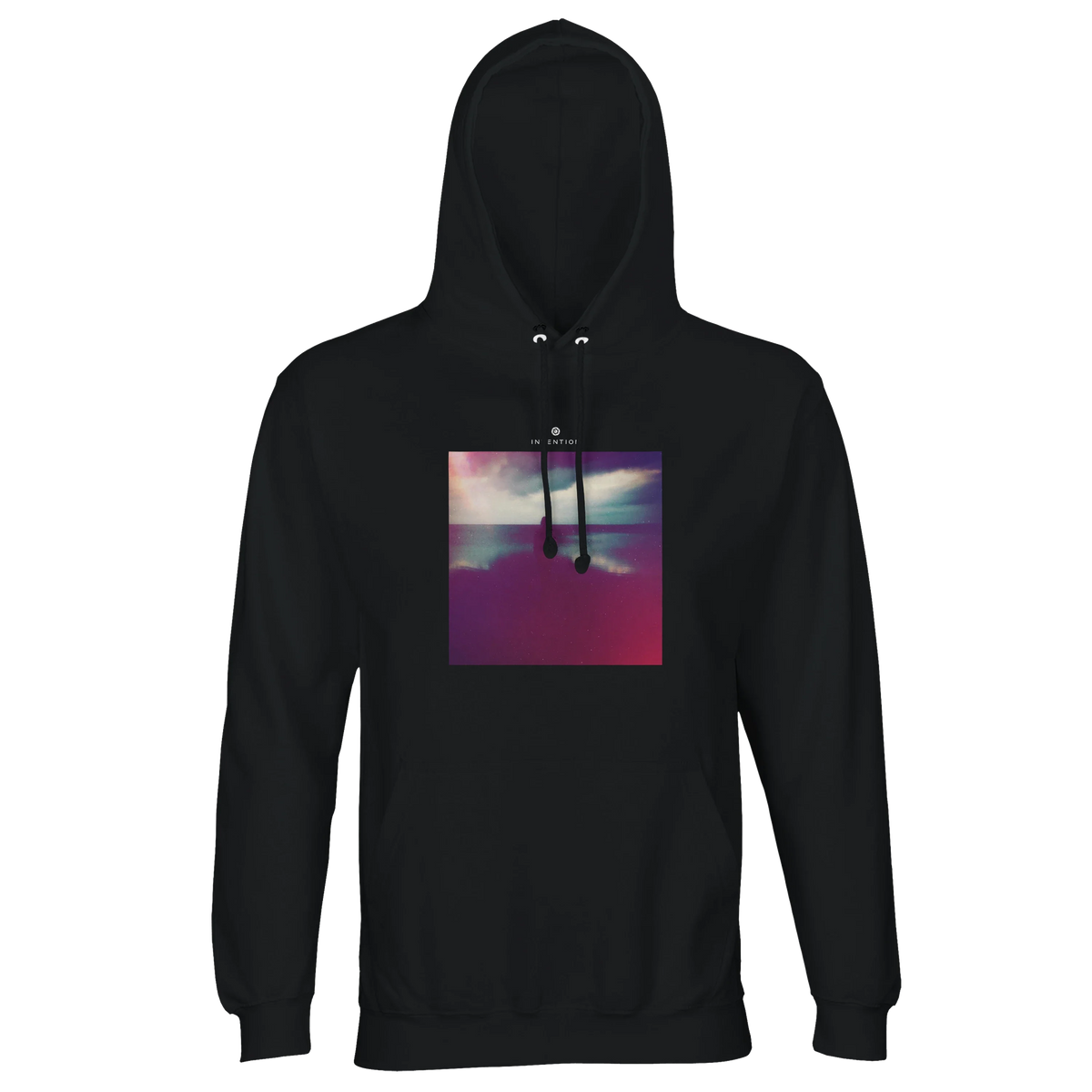 Serenity Indigo Sky Recycled Blend Unisex Hoodie Black flat front