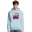 Serenity Indigo Sky Recycled Blend Unisex Hoodie creamy blue model front