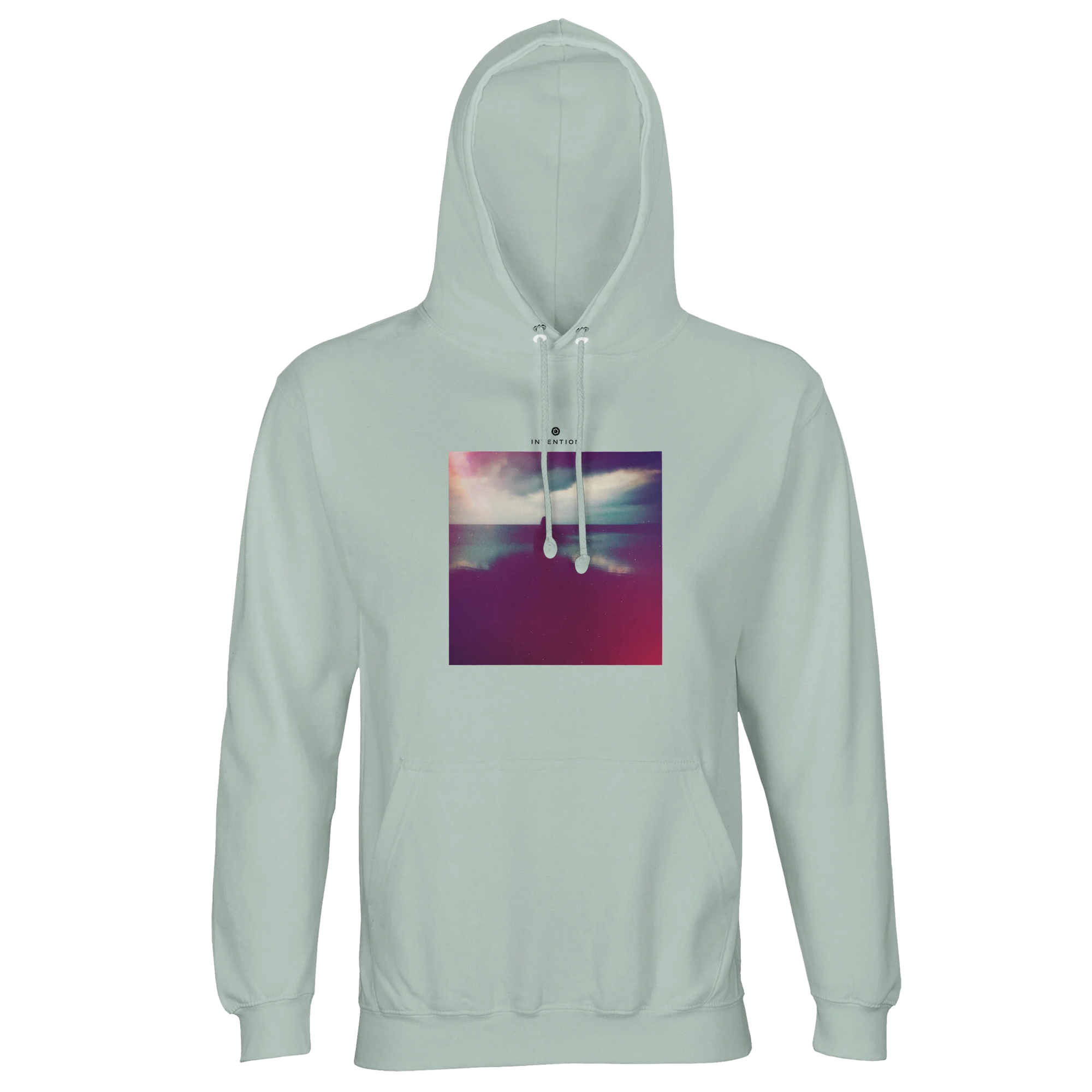 Serenity Indigo Sky Recycled Blend Unisex Hoodie creamy green flat front