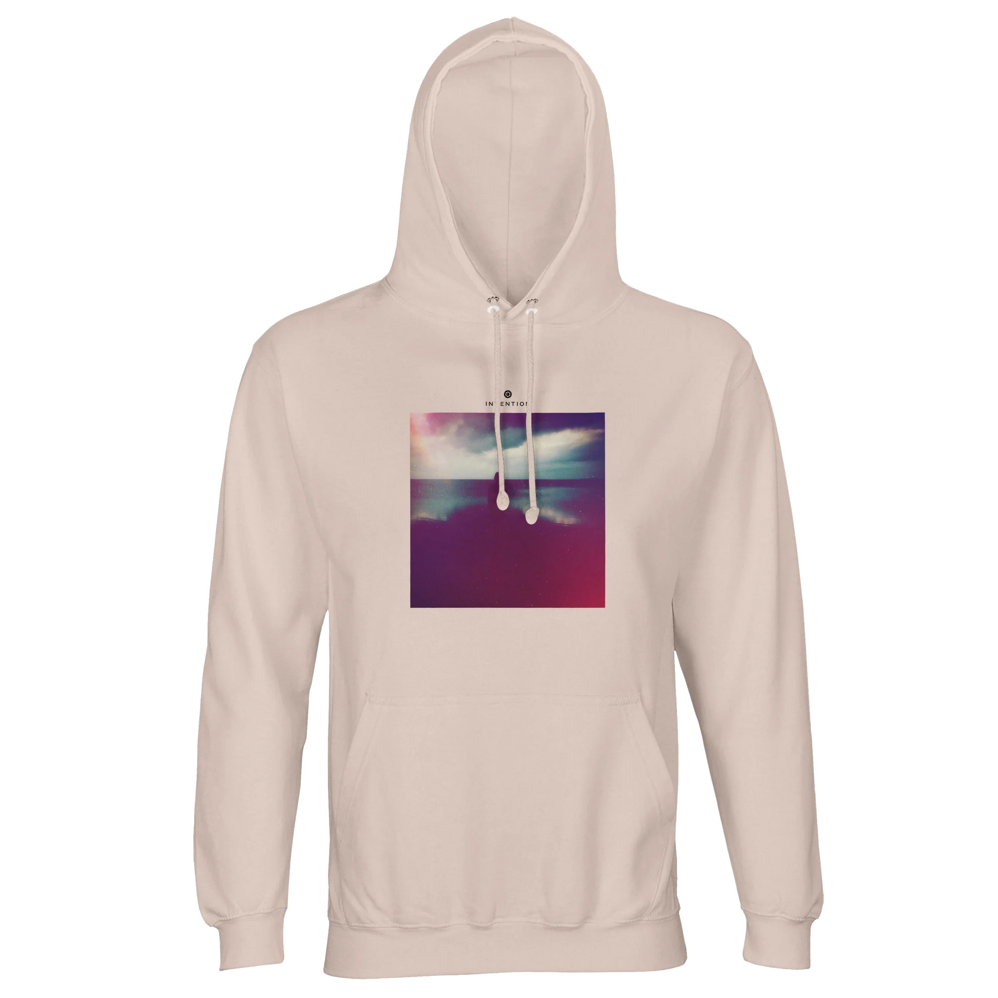Serenity Indigo Sky Recycled Blend Unisex Hoodie creamy pink flat front