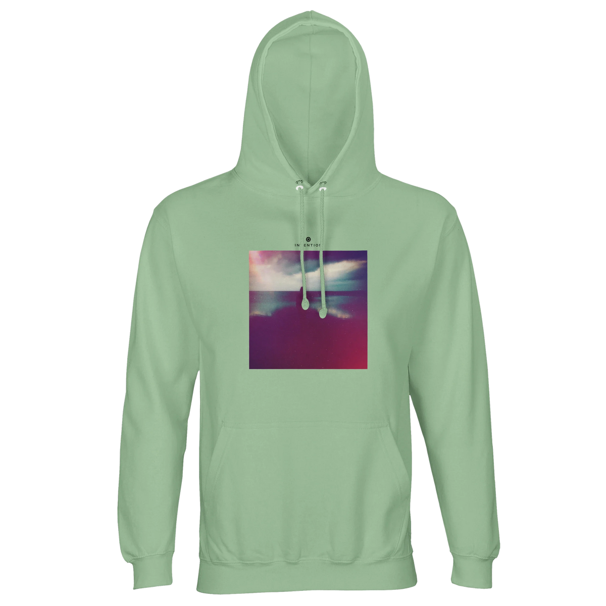 Serenity Indigo Sky Recycled Blend Unisex Hoodie frozen green flat front